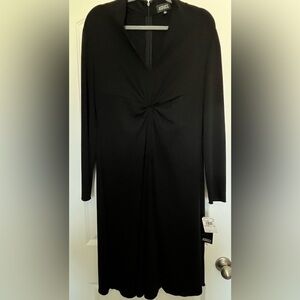 NEW Adrianna Papell Maxi Dress Black V Neck Rouched Stretch Capsule Classic 14